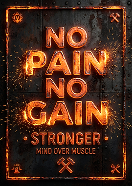 No Pain No Gain Metal Sign