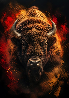 Fiery Bison Portrait
