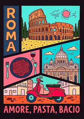 Rome Travel Poster Illustration