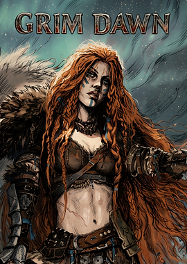 Grim Dawn Warrior Woman Illustration
