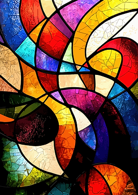 Vibrant Abstract Stained Glass Pattern