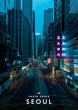 Seoul City Street at Night