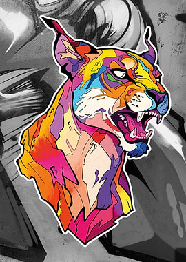 Colorful Pop Art Lynx Portrait