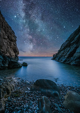 Milky Way Over Rocky Coastal Cove