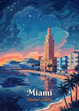 Miami Travel Poster Art