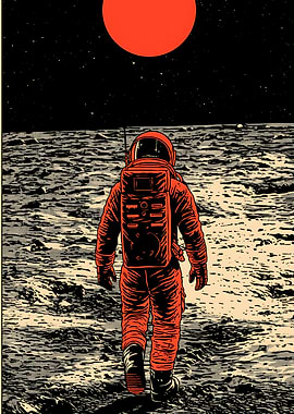 Astronaut Walking on Lunar Surface