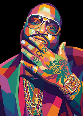 Colorful Pop Art Portrait of Rick Ross