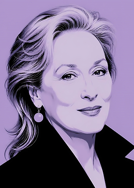 Meryl Streep Purple Portrait Illustration