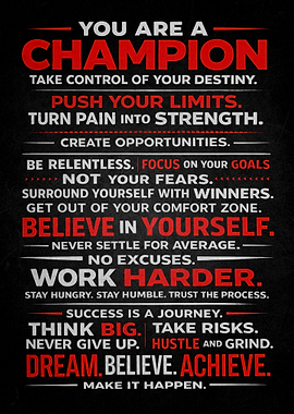 Inspirational Champion Motivational Quote Poster