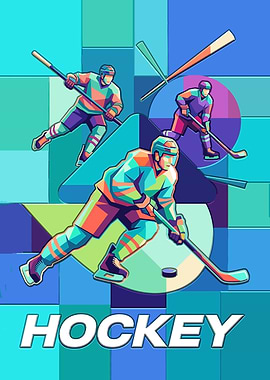 Dynamic Abstract Hockey Player Illustration