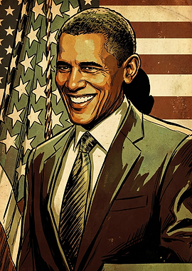 Barack Obama Vintage Comic Style Portrait