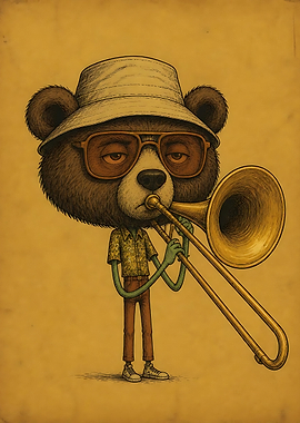 Cool Bear Playing Trombone