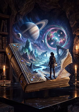 Magical Portal Book Fantasy Scene