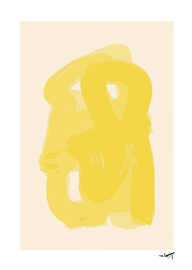 Minimalist Yellow Abstract Brushstroke Art