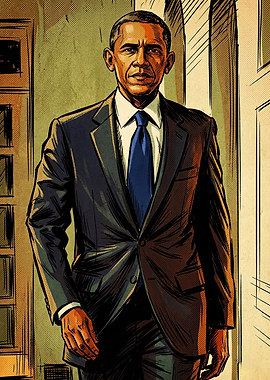 Barack Obama Comic Book Style Portrait
