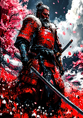 Elder Samurai in Red Armor
