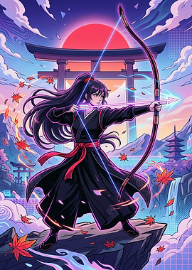 Anime Archer with Glowing Bow
