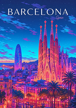 Barcelona Spain Travel Poster
