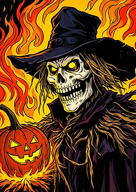 Scarecrow Skeleton with Jack-o'-lantern