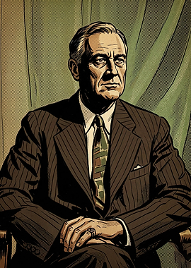 Vintage Portrait of Franklin D. Roosevelt