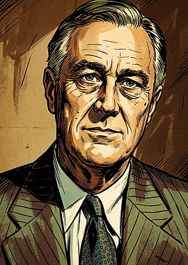 Franklin D. Roosevelt Portrait Illustration