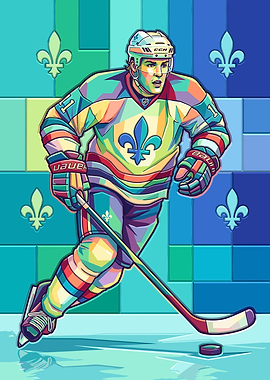 Colorful Pop Art Hockey Player