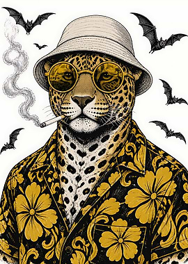 Stylish Leopard in Bucket Hat