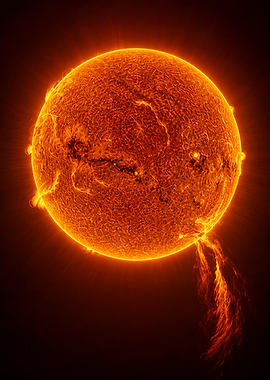 Fiery Solar Flare and Sun Surface