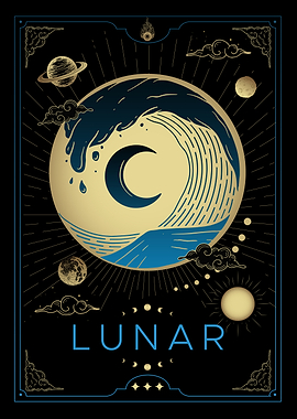 Lunar Celestial Wave Art Poster