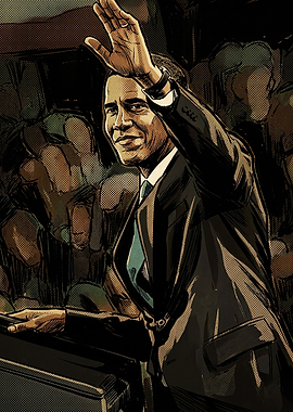 Barack Obama Comic Style Illustration