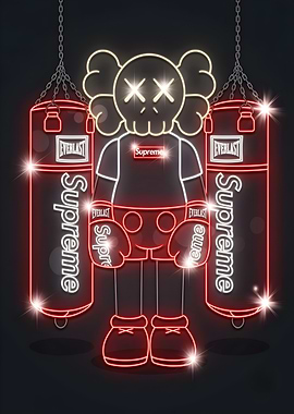 Kaws Supreme Neon Boxing Art