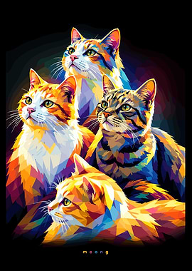 Colorful Pop Art Cat Portrait