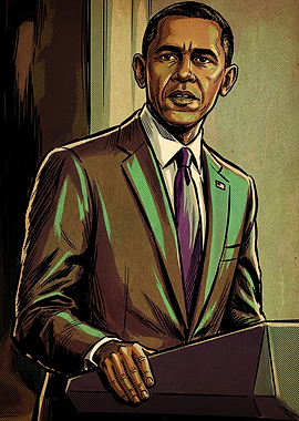 Barack Obama Comic Style Portrait
