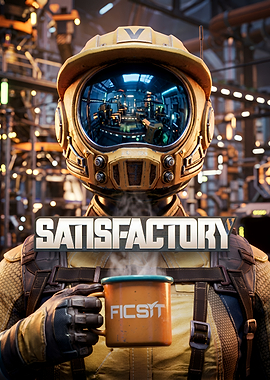 Satisfactory Game Character with Coffee Mug