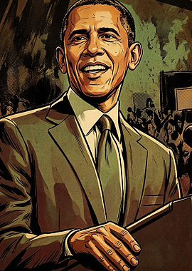 Barack Obama Comic Style Portrait
