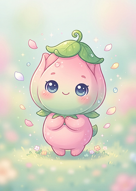 Cute Kawaii Rose Bud Character