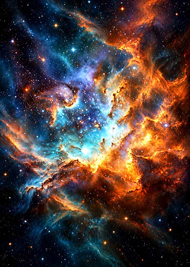 Vibrant Cosmic Nebula and Star Cluster