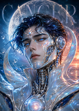 Futuristic Cancer Zodiac Portrait