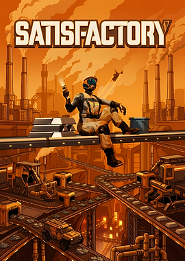 Satisfactory Game Industrial Landscape Poster