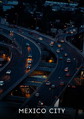 Mexico City Highway at Night