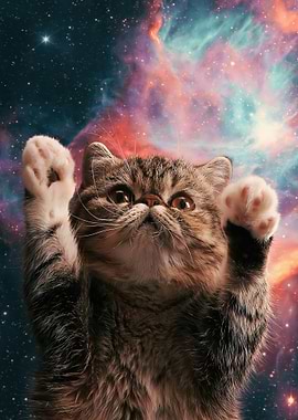 Cute Cat Reaching for Space