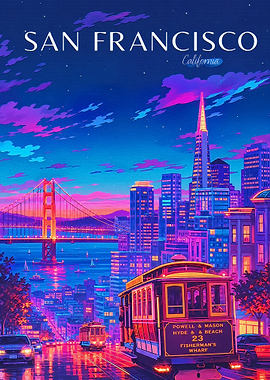 San Francisco Golden Gate Night Poster