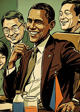 Barack Obama Comic Style Illustration