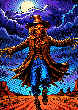 Scarecrow Monster in Desert Night