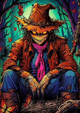 Sinister Scarecrow with Glowing Eyes