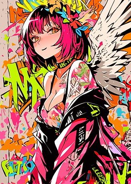 Anime Angel Girl Graffiti Art