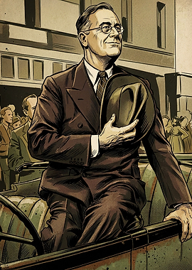 Franklin D. Roosevelt Vintage Illustration