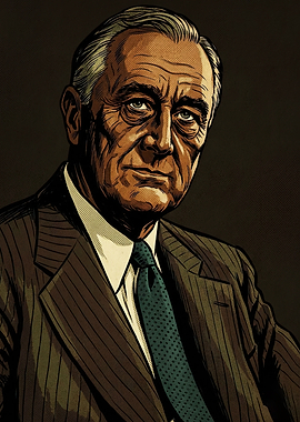 Franklin D. Roosevelt Portrait Illustration