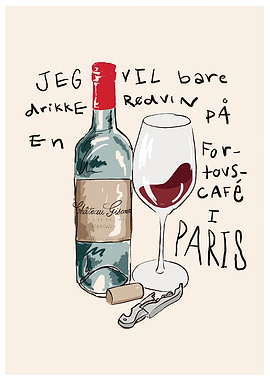 Parisian Red Wine Illustration
