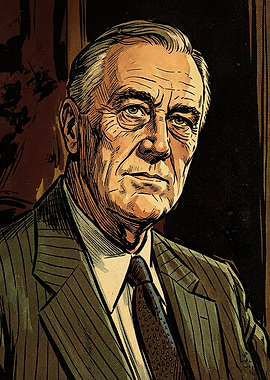 Franklin D. Roosevelt Portrait Illustration